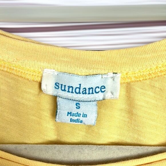 Sundance Yellow Floral Embroidered Lace Peasant Blouse Top T-Shirt Relaxed S - Picture 8 of 10